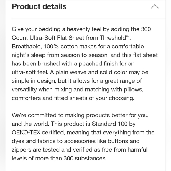 Threshold Twin 300 Thread Count Ultra Soft Flat Sheet Gray - Picture 3 of 6